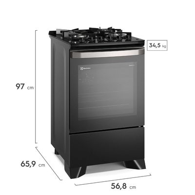 Fogão 4 bocas Electrolux Preto Experience c/ Mesa de Vidro, Grill e PerfectCook360 (FE4CP) 127V