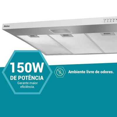 Depurador e Exaustor Inox Philco 3 Velocidades 150W PDR80I 220V