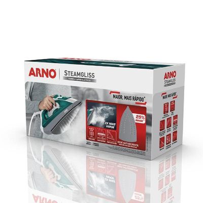 Ferro de Passar a Vapor Arno Steamgliss FSGP com Spray e Base Antiaderente - Verde/Branco branco/verde / 110