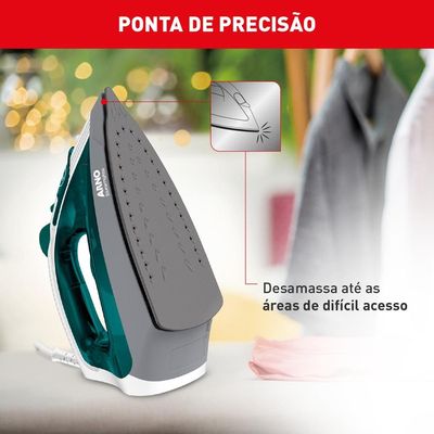 Ferro de Passar a Vapor Arno Steamgliss FSGP com Spray e Base Antiaderente - Verde/Branco branco/verde / 220