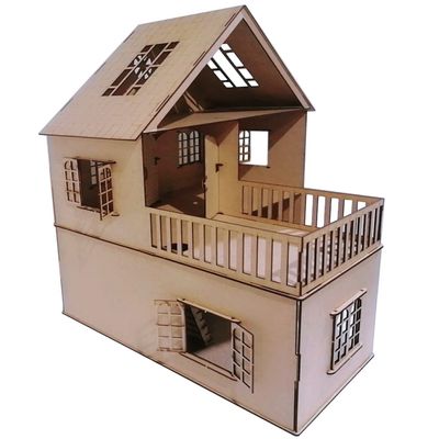 Casa Casinha para Boneca Polly Lol - com Varanda - 43 cm - Com Móveis - Kits e Gifts