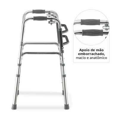 Andador de Alumínio Fixo Móvel e Articulado 3 em 1 D10 Dellamed AlumÃ­nio