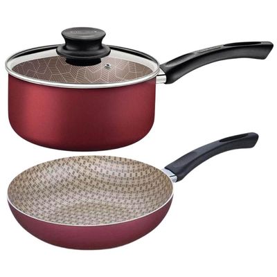 Jogo Panela com Tampa e Frigideira Funda Antiaderente Paris Tramontina Alumínio Vermelho