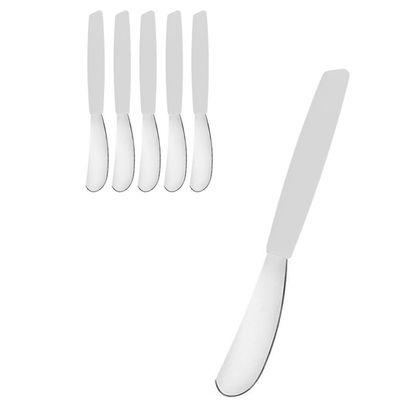 ESPATULA PATE MANTEIGA INOX CABO PLASTICO BRANCO 6 PEÇA 14CM
