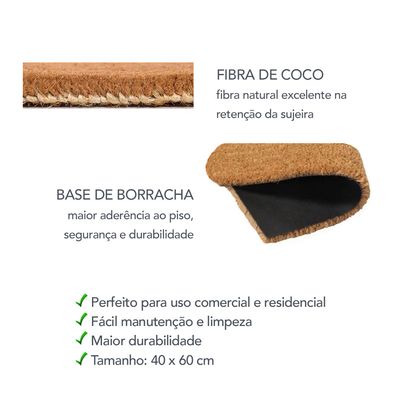 Capacho Tapete de Entrada Fibra Coco Borracha Meia Lua 2un