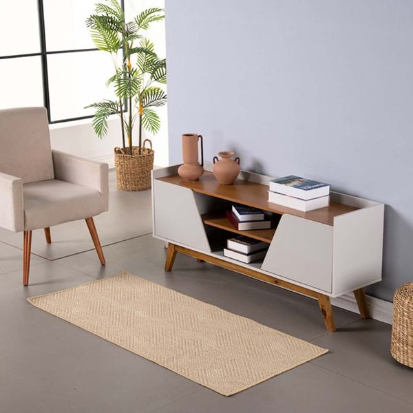 Tapete Passadeira Sisal 1,00m x 66cm Base Antiderrapante Para Corredor Cozinha Quarto Sala - Clean