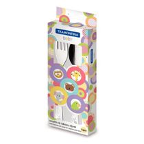 Jogo de Talheres Infantil Tramontina Baby em Aço Inox Acabamento Brilho com Desenho em Alto Relevo 2 Peças