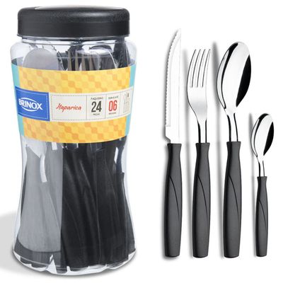 Faqueiro Brinox Itaparica em Aço Inox 6000/712 - 24 peças Preto