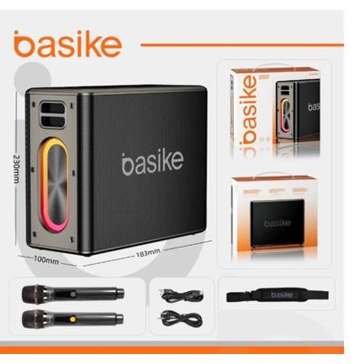 Caixa De Som Bluetooth  Karaokê Rgb 120W  Com 2 Microfones Sem Fio  Basike