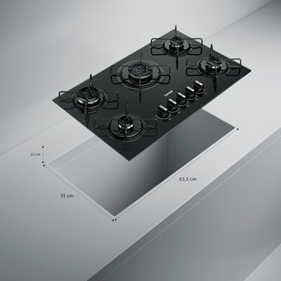 Cooktop 5 Bocas a Gás Mesa de Vidro Temperado CDS75AE Consul Preto / Bivolt