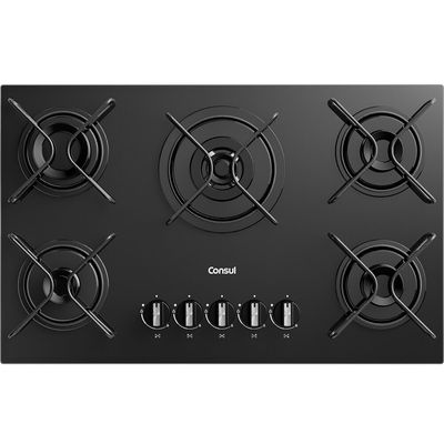 Cooktop 5 Bocas a Gás Mesa de Vidro Temperado CDS75AE Consul Preto / Bivolt