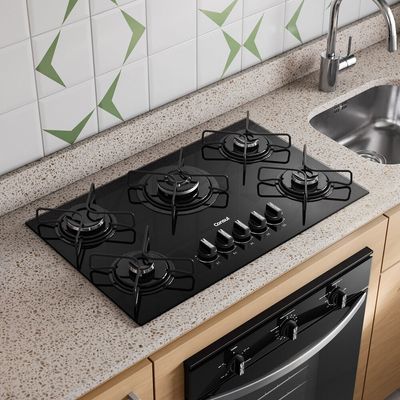 Cooktop 5 Bocas a Gás Mesa de Vidro Temperado CDS75AE Consul Preto / Bivolt