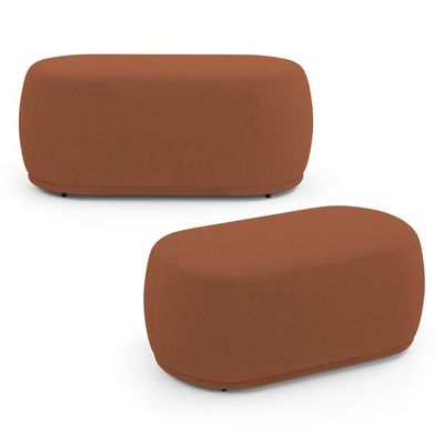 Kit 02 Puffs Decorativos Orgânicos Molly 02 Lugares Bouclê Terracota - Desk Design