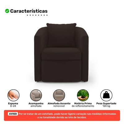 Kit 02 Poltronas Decorativas Sala De Estar Aimê Suede Marrom - Desk Design