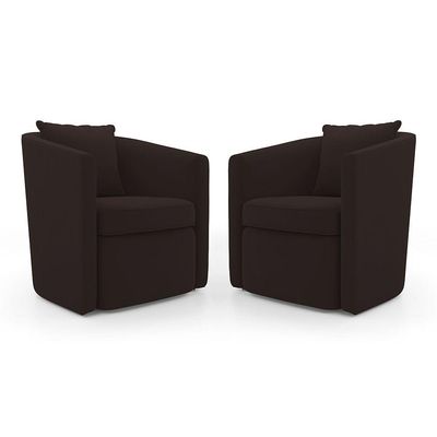 Kit 02 Poltronas Decorativas Sala De Estar Aimê Suede Marrom - Desk Design