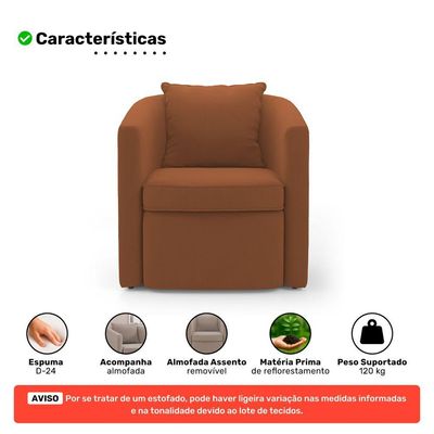 Kit 02 Poltronas Decorativas Sala De Estar Aimê Veludo Terracota - Desk Design