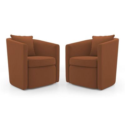 Kit 02 Poltronas Decorativas Sala De Estar Aimê Veludo Terracota - Desk Design