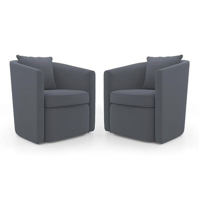 Kit 02 Poltronas Decorativas Sala De Estar Aimê Suede Cinza - Desk Design