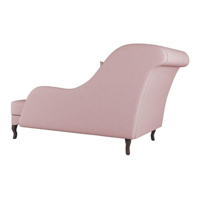 Divã Recamier Chaise Longue Valentina Clássico Com Pés De Madeira Veludo Rosê - Desk Design