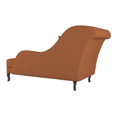 Divã Recamier Chaise Longue Valentina Clássico Com Pés De Madeira Veludo Terracota - Desk Design