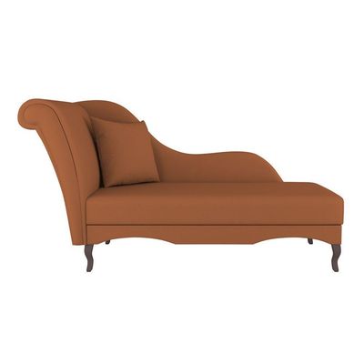 Divã Recamier Chaise Longue Valentina Clássico Com Pés De Madeira Veludo Terracota - Desk Design