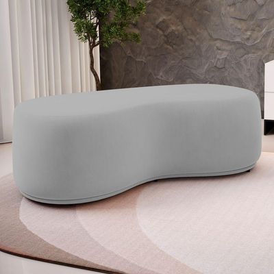 Puff Decorativo Living Aisha Orgânico 02 Lugares Veludo Cinza Claro - Desk Design