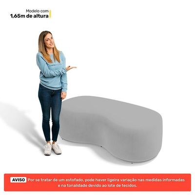 Puff Decorativo Living Aisha Orgânico 02 Lugares Veludo Cinza Claro - Desk Design