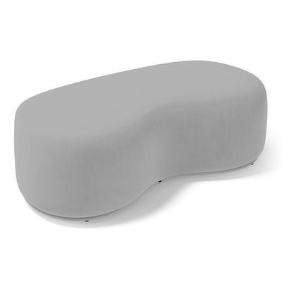Puff Decorativo Living Aisha Orgânico 02 Lugares Veludo Cinza Claro - Desk Design