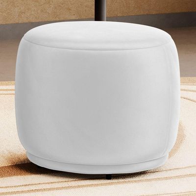Kit 02 Puffs Decorativos Orgânicos Molly Redondo Couríssimo Branco - Desk Design Cor Branco