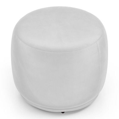 Kit 02 Puffs Decorativos Orgânicos Molly Redondo Couríssimo Branco - Desk Design Cor Branco