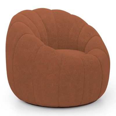Poltrona Decorativa Estilo Concha Abóbora Shell Fixa Bouclê Terracota - Desk Design