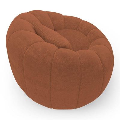 Poltrona Decorativa Estilo Concha Abóbora Shell Fixa Bouclê Terracota - Desk Design