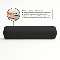 Almofada Travesseiro Bastão Tubo Rolo Dot 140cm Macia Veludo Preto - Desk Design