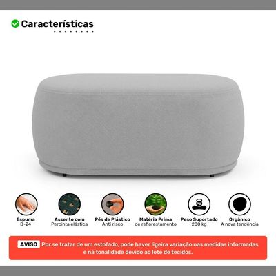 Conjunto 02 Puffs Decorativos Orgânicos Molly Bouclê Cinza Claro - Desk Design