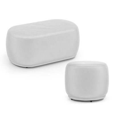 Conjunto 02 Puffs Decorativos Orgânicos Molly Couríssimo Branco - Desk Design Cor Branco