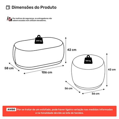 Conjunto 02 Puffs Decorativos Orgânicos Molly Couríssimo Branco - Desk Design Cor Branco