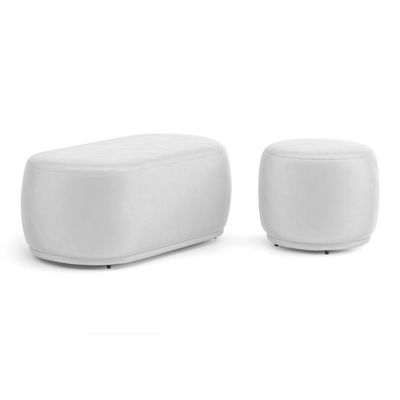 Conjunto 02 Puffs Decorativos Orgânicos Molly Couríssimo Branco - Desk Design Cor Branco