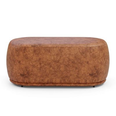 Conjunto 02 Puffs Decorativos Orgânicos Molly Couríssimo Caramelo - Desk Design Cor Caramelo