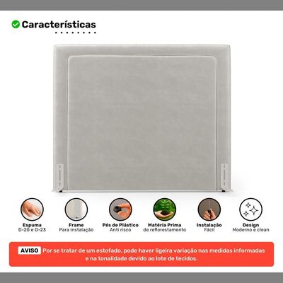 Cabeceira Cama Box Casal Padrão Alba 140cm Com Frame Veludo Bege Claro - Desk Design