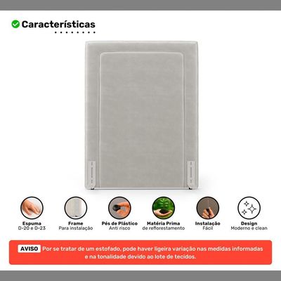 Cabeceira Cama Box Solteiro Alba 90cm Com Frame Veludo Bege Claro - Desk Design