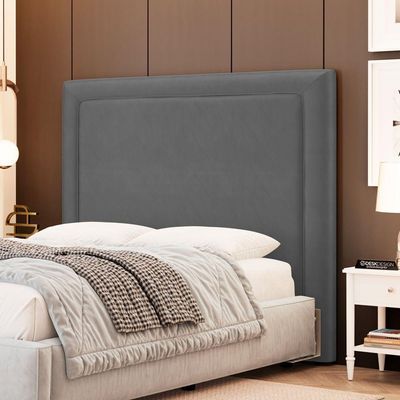 Cabeceira Cama Box Queen Size Alba 160cm Com Frame Veludo Cinza - Desk Design