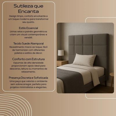 Cabeceira Cama Box Solteiro 90cm Elena Estofada Marrom