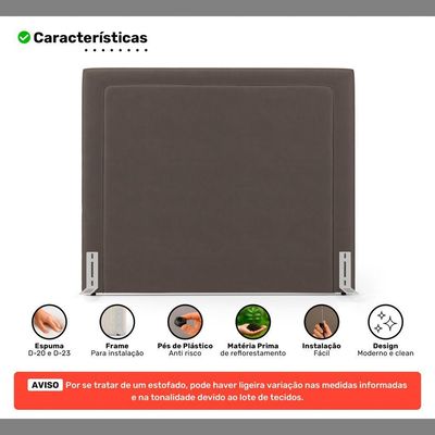 Cabeceira Cama Box Queen Size Alba 160cm Com Frame Veludo Marrom - Desk Design