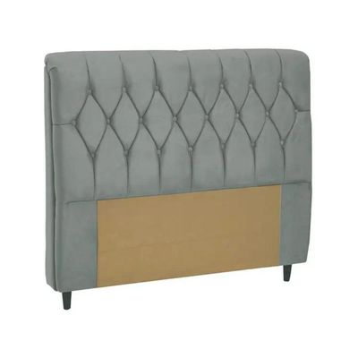 Cabeceira Cama Box Casal King Size 195cm Eloá Estofada Suede Premium Cinza