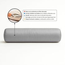 Almofada Travesseiro Bastão Tubo Rolo Dot 140cm Macia Veludo Cinza Claro - Desk Design