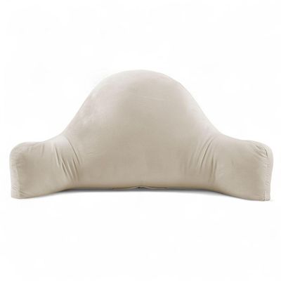 Almofada De Leitura Encosto Apoio Lombar Relaxante Jay 80cm Macia Veludo Bege Claro - Desk Design