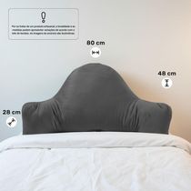 Almofada De Leitura Encosto Apoio Lombar Relaxante Jay 80cm Macia Veludo Cinza - Desk Design