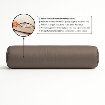Almofada Travesseiro Bastão Tubo Rolo Dot 140cm Macia Veludo Marrom - Desk Design