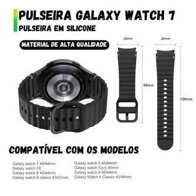 Pulseira Resistência Elegante Ondas Preta Para Watch SAM Série 7