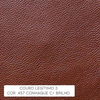 Poltrona Sala de Estar Chesterfield com Pés Madeira Couro Conhaque Brilho - Gran Belo